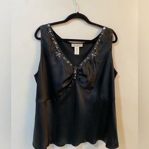 Nine West black sleeveless silk top with pearl beaded detail size 20 W